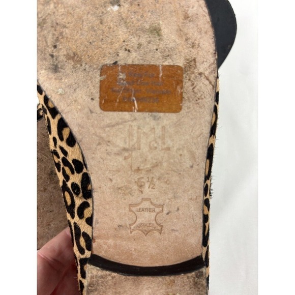 J McLaughlin Dillon Loafers Animal Print Black Brown 6.5 Gold Hardware Pony Hair - Picture 5 of 12
